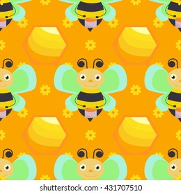 Vector seamless with bee and honey.