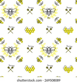 Vector Seamless Bee Pattern