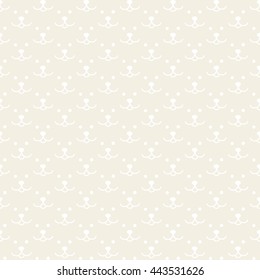 Vector seamless beige background with a pattern of the face bears. Kids cute fabric print