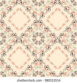 Vector seamless beige brown and orange floral pattern