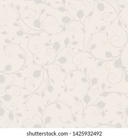 Vector seamless beige floral pattern.