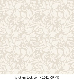 Vector seamless beige floral pattern.