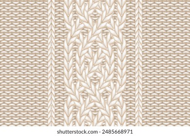 vector Seamless Beige Knitted Fabric Texture Background