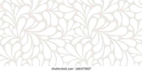Vector seamless beige pattern with white drops. Monochrome abstract floral background. Stylish monochrome texture.
