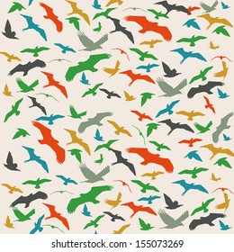 vector seamless birds silhouette pattern