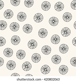 Vector  Seamless black circle flowers abstract pattern  