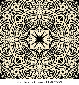vector seamless black floral pattern background