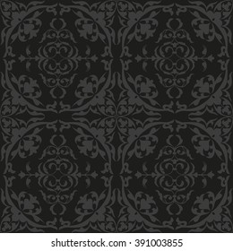 Vector seamless black and grey floral pattern