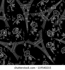 vector seamless black grunge with eiffel tower