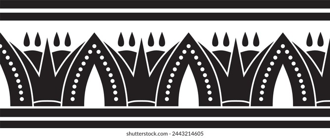 Vector seamless black monochrome Egyptian ornament. Endless border, ancient Egypt frame.
