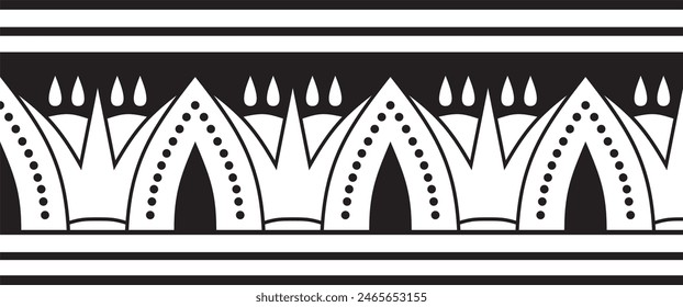 Vector seamless black monochrome Egyptian ornament. Endless border, ancient Egypt frame.
