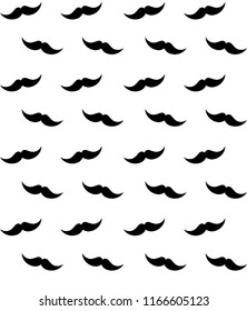vector seamless black moustache pattern isolated on white