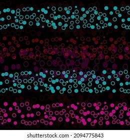 Vector seamless black pattern with red dot. Colorful lights seamless background