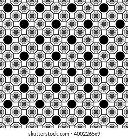 Vector seamless black vintage ornamental pattern on white background. Vector illustration