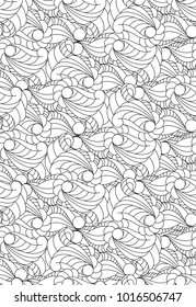 Vector seamless black and white  abstract pattern for coloring.Hand- drawing doodles. Art therapy coloring page.