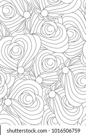 Vector seamless black and white  abstract pattern for coloring.Hand- drawing doodles. Art therapy coloring page.