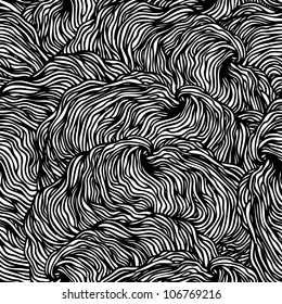 Vector seamless black and white abstract hand-drawn pattern