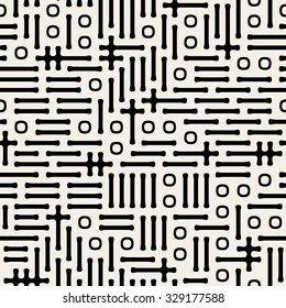 Vector Seamless Black And White Abstract Irregular Symbols Pattern Background