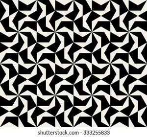 Vector Seamless Black And White Abstract Geometric Hexagonal Spiral Pattern Background
