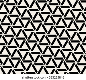 Vector Seamless Black And White Abstract Geometric Interlacing Triangle Lines Pattern Background