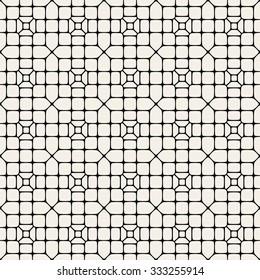 Vector Seamless Black And White Abstract Geometric Rounded Pavement Pattern Background