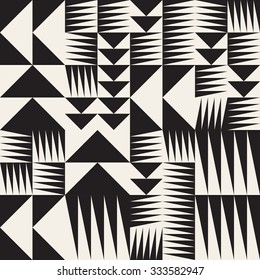 Vector Seamless Black And White Abstract Geometric Irregular Triangle Tiling Pattern Background