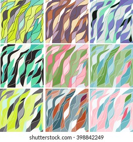 Vector seamless black and white abstract hand-drawn pattern with waves and cloudsSeamless pattern