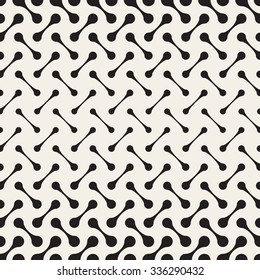 Vector Seamless Black and White Arc Connected Circles Grid Halftone Gradient Pattern Abstract Background