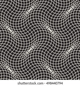 Vector Seamless Black and White Arc Shape Line Lattice Pattern. Abstract Geometric Background Design