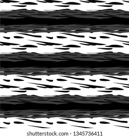 Vector seamless black and white background with chaotic strokes. Background of liquid, dirt, streaks, puddles. Spilled black mud, oil, fuel oil. Environmental pollution.