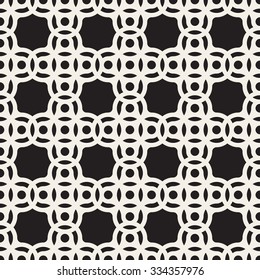 Vector Seamless Black And White Circle Arc Square Pattern Abstract Background