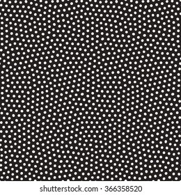 Vector Seamless Black and White Dark Jumble Circles Stippling Pattern Abstract Background