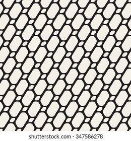 Vector Seamless Black and White Diagonal Line Grid Rounded Ellipse Shape Pattern Abstract Background