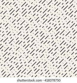 Vector Seamless Black and White Diagonal Dashed Lines Rain Pattern Abstract Background