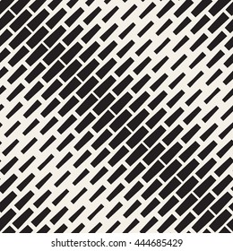 Vector Seamless Black And White Diagonal Halftone Rectangles Pattern. Abstract Geometric Background Design