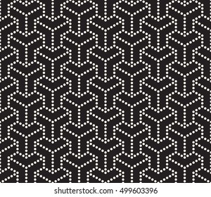 Vector Seamless Black and White Dotted Lines Grid Pattern. Abstract Geometric Background Design
