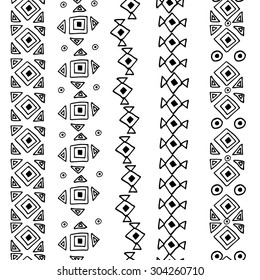 Vector seamless black and white  ethnic pattern