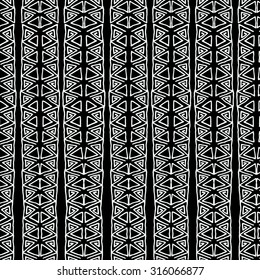 Vector seamless black and white  ethnic pattern hand drawn 