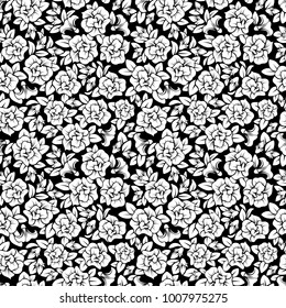 Vector seamless black and white floral pattern.	