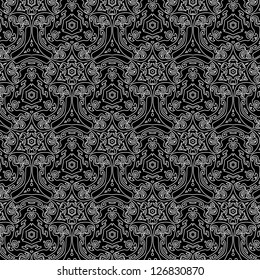 vector seamless black and white floral pattern background