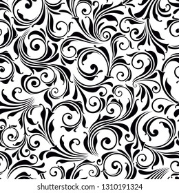 Vector Seamless Black White Floral Pattern Stock Vector (Royalty Free ...