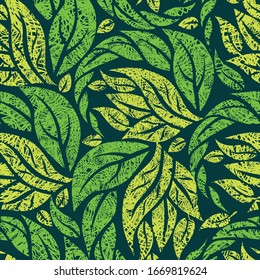 Vektorillustration nahtlose Schwarz-Weiß-Blumenmuster aus Blättern. Natürlicher Sommer-Hintergrund