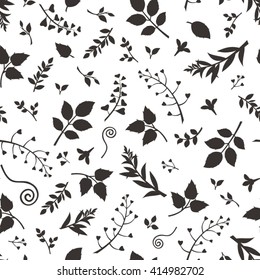 Vector seamless black and white floral pattern.