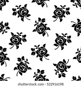 Vector seamless black and white floral pattern.