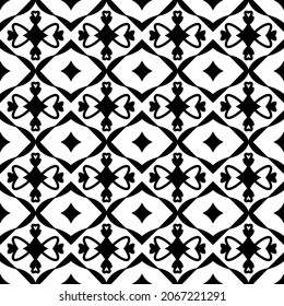 Vector seamless black and white geometric pattern.
