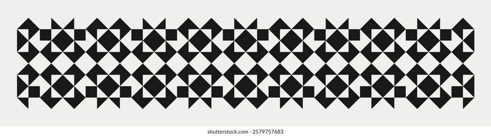 Vector seamless black and white geometric square triangle pattern background. Graphical illustration for a unique wall decor, textiles and interior design.