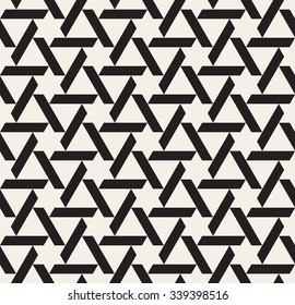 Vector Seamless Black and White Geometric Triangle Star Lines Tiling Pattern Abstract Background