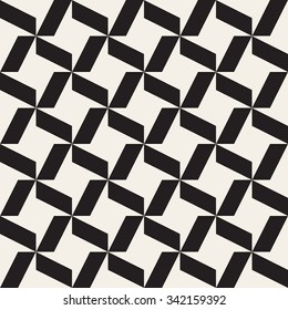 Vector Seamless Black And White  Geometric Stars Rectangles Pattern Abstract Background