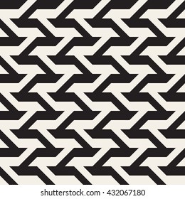 Vector Seamless Black And White Geometric Lines Pattern. Abstract Geometric Background Design