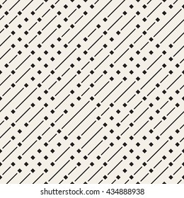 Vector Seamless Black And White Geometric Diagonal Irregular Dash Lines Pattern. Abstract Geometric Background Design